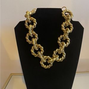 Vintage Gold Interlocking Chain Necklace and Bracelet Set